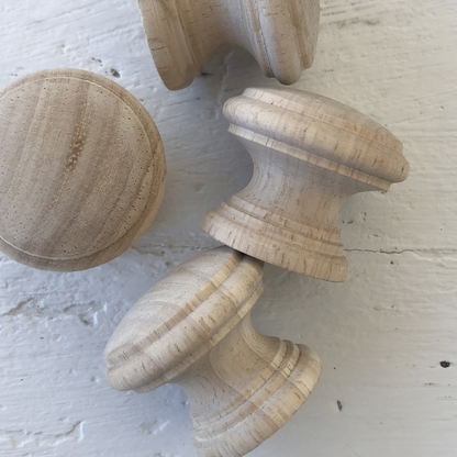 IOD Wood Knobs unpainted at Milton's Daughter